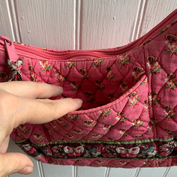 Vera Bradley Quilted Pink Floral Butterfly Mini Purse Shoulder bag Cottagecore - Picture 4 of 13